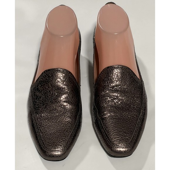 Donald J. Pliner Sz 8.5 M Icon Metallic Leather Flat Loafers Slip On Shoes - Picture 1 of 12